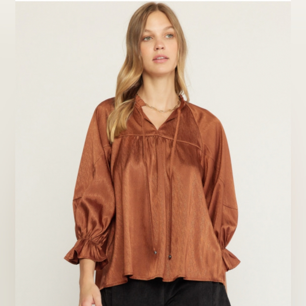 Entro Chocolate Peasant Blouse